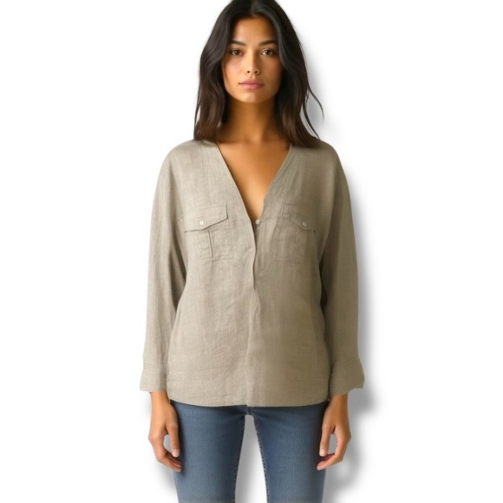 EUC Theory Gray 3/4 Button Tunic Size Large